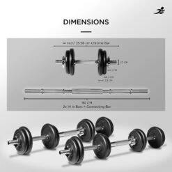 20KG Cast Iron Dumbbell/Barbell Set - Packaging Damage -Fit Machines Hub 20kg barbell set dimensions 1