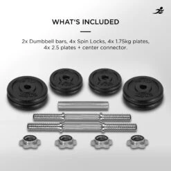 20KG Cast Iron Dumbbell/Barbell Set - Packaging Damage -Fit Machines Hub 20kg barbell set whats included 1