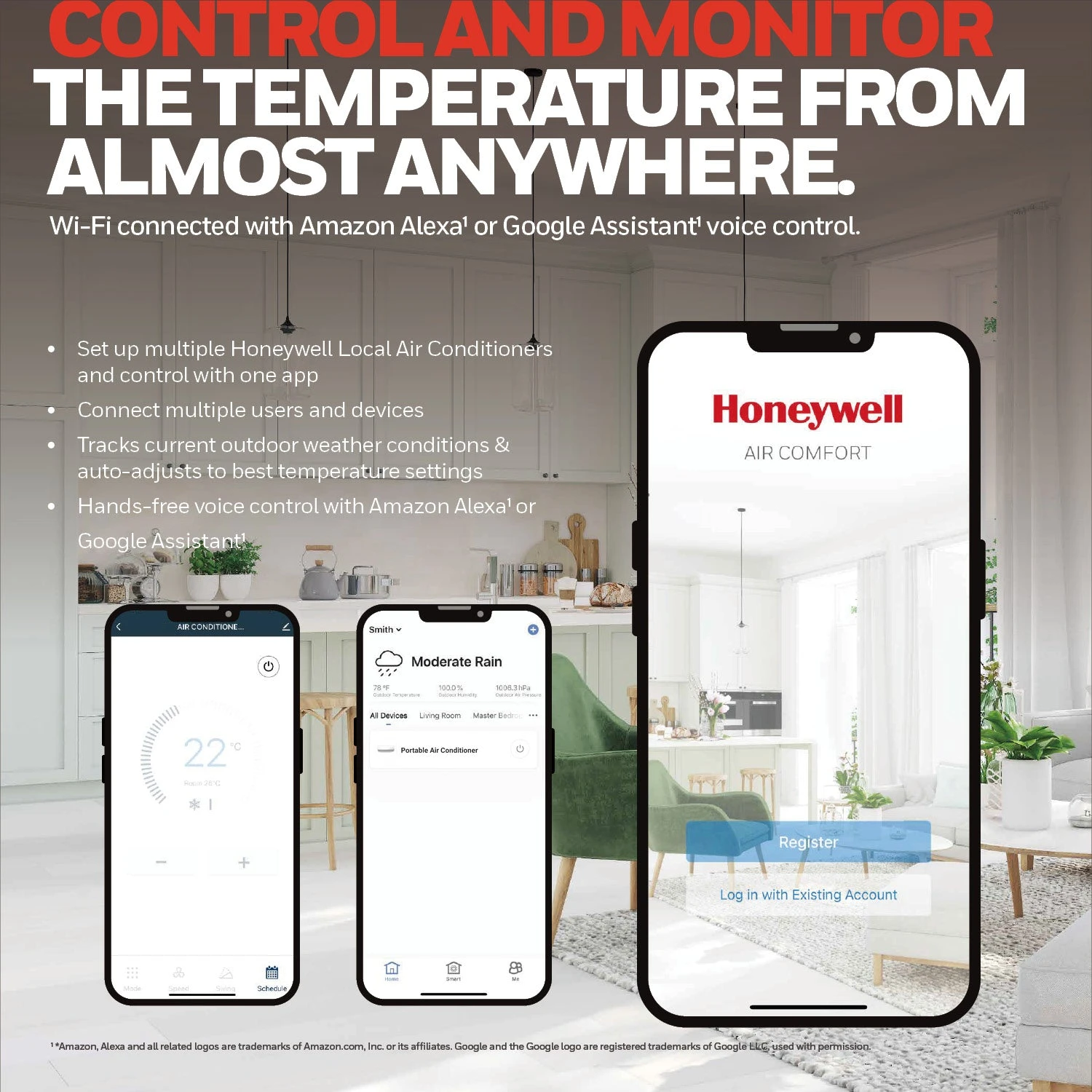 Honeywell HT4CESVWK0 14,000 BTU 700Sq. Ft. Smart Portable Air Conditioner, Fan, And Dehumidifier, With Wi-Fi And Voice Control 3 Honeywell HT4CESVWK0 14,000 BTU 700Sq. Ft. Smart Portable Air Conditioner, Fan, And Dehumidifier, With Wi-Fi And Voice Control - Image 3