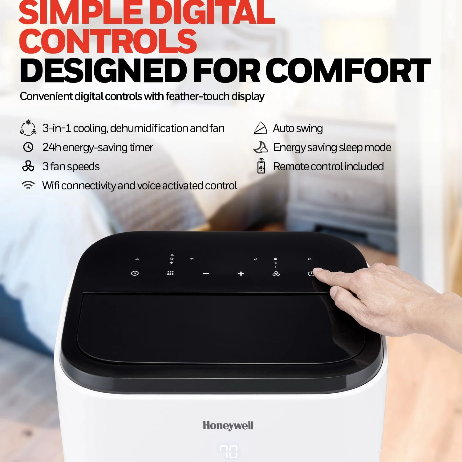 Honeywell HT4CESVWK0 14,000 BTU 700Sq. Ft. Smart Portable Air Conditioner, Fan, And Dehumidifier, With Wi-Fi And Voice Control 10 Honeywell HT4CESVWK0 14,000 BTU 700Sq. Ft. Smart Portable Air Conditioner, Fan, And Dehumidifier, With Wi-Fi And Voice Control - Image 10