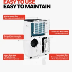 Honeywell HT4CESVWK0 14,000 BTU 700Sq. Ft. Smart Portable Air Conditioner, Fan, And Dehumidifier, With Wi-Fi And Voice Control 15 Honeywell HT4CESVWK0 14,000 BTU 700Sq. Ft. Smart Portable Air Conditioner, Fan, And Dehumidifier, With Wi-Fi And Voice Control -Fit Machines Hub 7