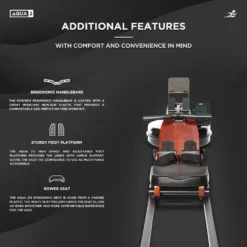 Aqua 2 Wooden Hydro Rowing Machine - Foldable Hydro Resistance Rower For Home Use, 9 Readout LCD Monitor -Fit Machines Hub AQUA220235copy