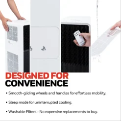 Honeywell HX2CESAWG8 8000 BTU, 500Sq. Ft. Slim Portable Air Conditioner With Fan, Dehumidifier 27 Honeywell HX2CESAWG8 8000 BTU, 500Sq. Ft. Slim Portable Air Conditioner With Fan, Dehumidifier -Fit Machines Hub Designed for convenience