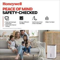 Honeywell TPFIT50PWK 50 Pint Energy Star Portable Dehumidifier With Pump, White -Fit Machines Hub Peaceofmind 2