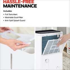 Honeywell TPFIT50PWK 50 Pint Energy Star Portable Dehumidifier With Pump, White -Fit Machines Hub Pump Hasslefree