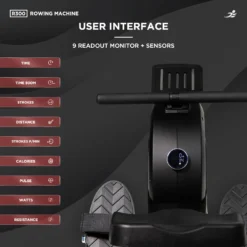 R300 Rowing Machine - Electro-Magnetic Resistance Rower W/ App Connectivity For Home Use, 9 Readout LCD Monitor -Fit Machines Hub R30020244THEFINALCH