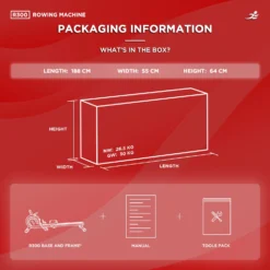 R300 Rowing Machine - Electro-Magnetic Resistance Rower W/ App Connectivity For Home Use, 9 Readout LCD Monitor -Fit Machines Hub R30020247THEFINALCH