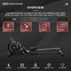 R300 Rowing Machine - Electro-Magnetic Resistance Rower W/ App Connectivity For Home Use, 9 Readout LCD Monitor -Fit Machines Hub R3002024Main1THEFINALCH 177e3de5 af7e 419f b0ff ecff8853f167