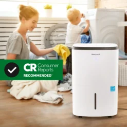 Honeywell TP70WKNR 50 Pint (70 Pint 2019 DOE Standard) Energy Star Portable Dehumidifier With Mirage Display, White -Fit Machines Hub USA DEH TP70WKN CR Laundry 02