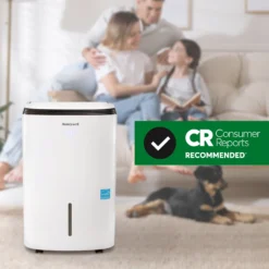 Honeywell TP70WKNR 50 Pint (70 Pint 2019 DOE Standard) Energy Star Portable Dehumidifier With Mirage Display, White -Fit Machines Hub USA DEH TP70WKN CR Living room 03