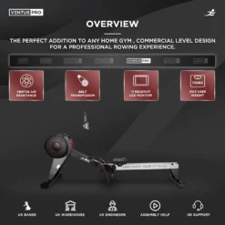 Ventus Pro Air Rowing Machine - Commercial Level Foldable Air Resistance Rower, 11 Readout LCD Monitor -Fit Machines Hub VENTUSPRO20241
