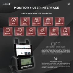 Aqua 1 Hydro Rowing Machine - Hydro And Elastic Dual Resistance Rower For Home Use, 11 Readout LCD Monitor -Fit Machines Hub aqua 1 2023 4 copy 2