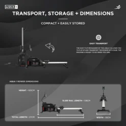 Aqua 1 Hydro Rowing Machine - Hydro And Elastic Dual Resistance Rower For Home Use, 11 Readout LCD Monitor -Fit Machines Hub aqua 1 2023 5 copy 2