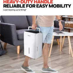 Honeywell TPFIT32WK 32 Pint Energy Star Portable Dehumidifier, White -Fit Machines Hub big handle 1