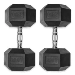 Rubber Hex Dumbbells 4kg - 32kg 36 Rubber Hex Dumbbells 4kg - 32kg -Fit Machines Hub hex dumbbell 32kg pair