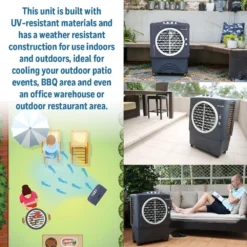 Honeywell CO48PM 1702CFM 1037 Sq. Ft. Outdoor Evaporative Air Cooler, Gray -Fit Machines Hub honeywell co48pm 1702cfm 1037 sq ft outdoor evaporative air cooler gray evaporative air cooler honeywell 165613