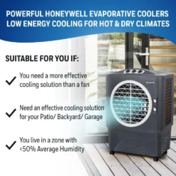 Honeywell CO48PM 1702CFM 1037 Sq. Ft. Outdoor Evaporative Air Cooler, Gray -Fit Machines Hub honeywell co48pm 1702cfm 1037 sq ft outdoor evaporative air cooler gray evaporative air cooler honeywell 410616