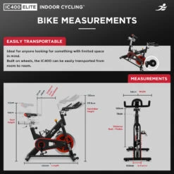 IC400 Elite Indoor Cycling Bike - Packaging Damage -Fit Machines Hub ic400 elite web legacy website measurements 1