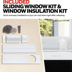 Honeywell HX4CESVWG0 10000 BTU, 660 Sq. Ft. Slim & Smart WiFi Portable AC With Fan, Dehumidifier, Alexa/Google Home Voice Control -Fit Machines Hub insulartion tape 2