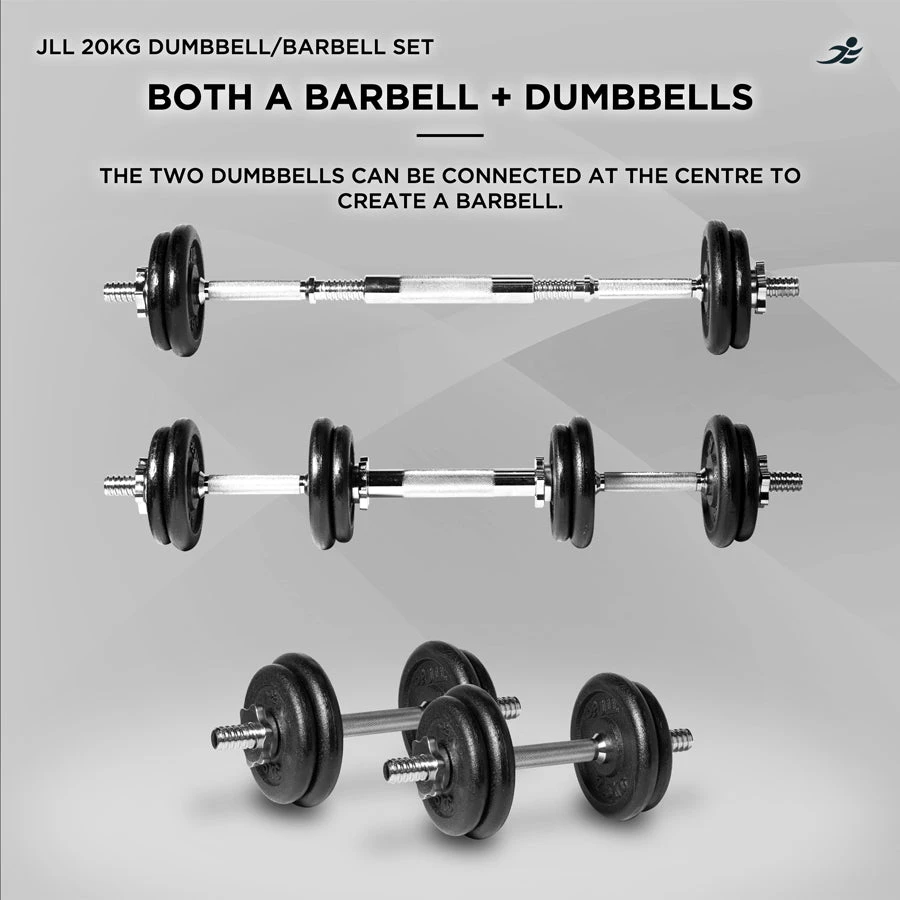 20kg Cast Iron Dumbbell/Barbell Set 3 20kg Cast Iron Dumbbell/Barbell Set - Image 3