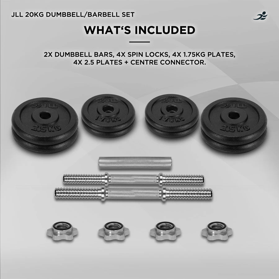 20kg Cast Iron Dumbbell/Barbell Set 4 20kg Cast Iron Dumbbell/Barbell Set - Image 4