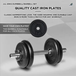 20kg Cast Iron Dumbbell/Barbell Set 12 20kg Cast Iron Dumbbell/Barbell Set -Fit Machines Hub item 2023 3 bold 2 1