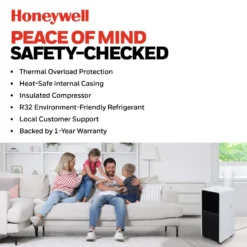 Honeywell HX4CESVWG0 10000 BTU, 660 Sq. Ft. Slim & Smart WiFi Portable AC With Fan, Dehumidifier, Alexa/Google Home Voice Control -Fit Machines Hub peace of mind 8fd68786 4216 4474 92aa 8842466cf315 2