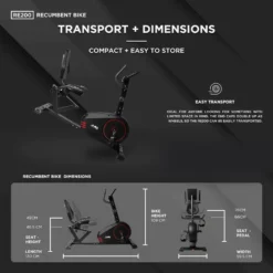 RE200 Recumbent Exercise Bike - Magnetic Resistance Recumbent With 6 Readout Monitor -Fit Machines Hub re200 2023 correct dimensions