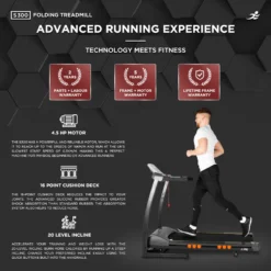 S300 Folding Home Treadmill - 4.5HP Motor, 20 Incline Levels, 0.3km/h - 16km/h Speed Range. Digital Home Running Machine -Fit Machines Hub s300 2023 2 final check