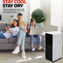 Honeywell HX4CESVWG0 10000 BTU, 660 Sq. Ft. Slim & Smart WiFi Portable AC With Fan, Dehumidifier, Alexa/Google Home Voice Control -Fit Machines Hub stay cool stay dry 2