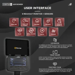Ventus 3 Air Rowing Machine - Air And Electro-Magnetic Dual Resistance Rower For Home Use, 11 Readout LCD Monitor -Fit Machines Hub ventus 3 4