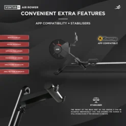 Ventus 3 Air Rowing Machine - Air And Electro-Magnetic Dual Resistance Rower For Home Use, 11 Readout LCD Monitor -Fit Machines Hub ventus 3 5