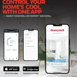 Honeywell HX4CESVWG0 10000 BTU, 660 Sq. Ft. Slim & Smart WiFi Portable AC With Fan, Dehumidifier, Alexa/Google Home Voice Control -Fit Machines Hub wifi 2 copy